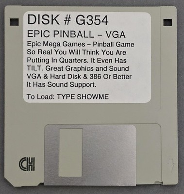 3.5'' Floppy Disk Epic Pinball Video Game Vintage Computing Untested Free Ship