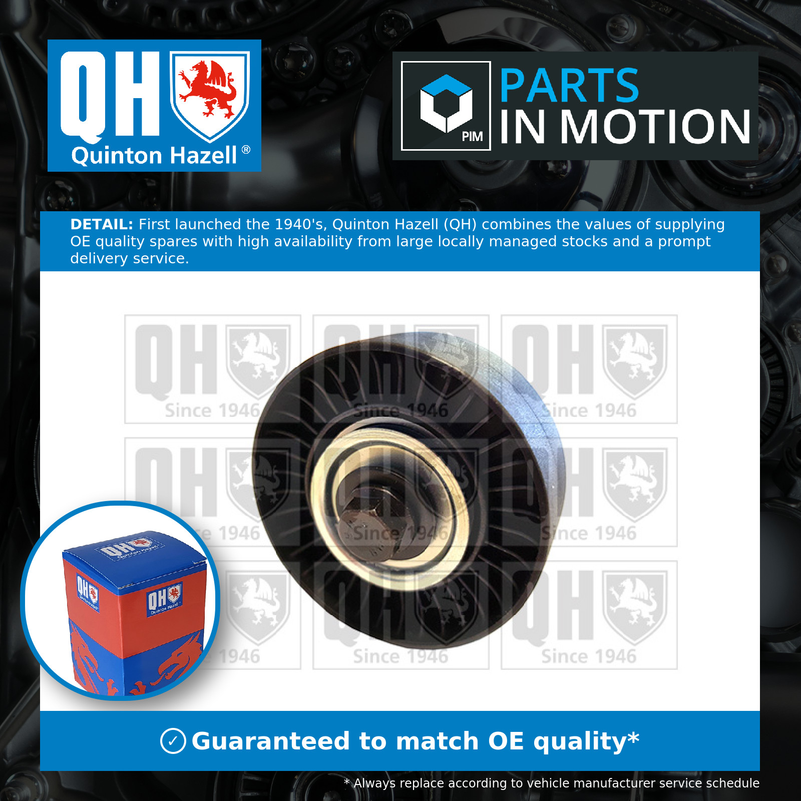 Aux Belt Tensioner QTA726 Quinton Hazell Drive V-Ribbed 500344132 6453CE 6453FL