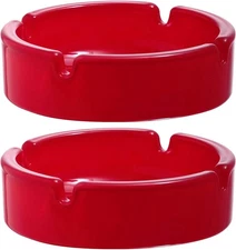 Fargus Glass Ashtray Modern Decorative Portable Indoor Outdoor Red 2 Pack