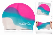 FUNOWN Silicone Swim Cap Waterproof Durable M Medium Short Long Hair