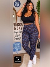 Terra  Sky Blue Breeze Snake-Print High-Rise Leggings - Plus 1X 16W-18W