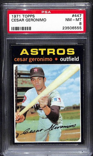 1971 Topps #447 Cesar Geronimo - Set Break! PSA 8 RC