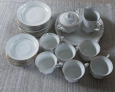 CHODZIEZ IWONA POLAND TEA SERVICE SET MILK JUG LIDDED SUGAR CAKE PLATES - 238
