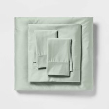 Full Solid Performance 400 Thread Count Sheet Set Silver Green - Threshold: