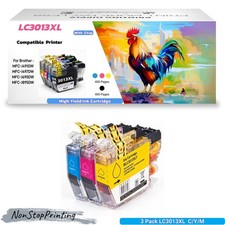 LC3013XL Ink Cartridge 3PK CYM for Brother MFC-J491DW J497DW High Yield 400 Pgs