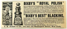 1886 Bixby's Royal Shoe Polish Advertisement Victorian Best Blacking DWKK27H