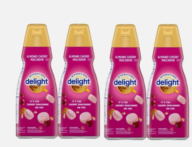 International Delight Creamer 32oz Almond Cherry Macaron Flavor 4 CT