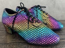 Ray Rose 415 Solstice Women Ballroom Dance Shoes sz US 7.5 Rainbow Leather GUC