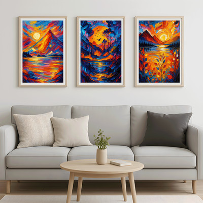 Berglandschaft Kunstdrucke | 3er Set Landschaft Poster Natur Deko