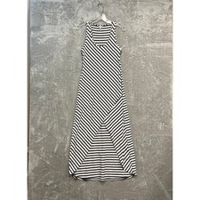 Guess Maxi Dress Womens Small Black White Striped Racerback Sleeveless High Low
