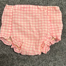 Unbranded Bloomers Baby Unisex 0-3M Pink Gingham Ruffle Diaper Cover Vintage