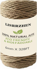 Natural Jute Twine String, 328Ft 6Mm Thick Rope for Crafts, Gift