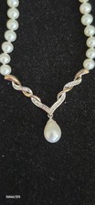 Alwand Vahan Pearl & Diamond Necklace In Sterling & 14k Gold Y-Drop 17”