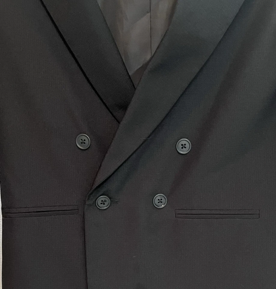 Van Heusen Double Breasted Blazer Jacket Boys 10 R Black Preppy Wedding Church - Image 3 of 4