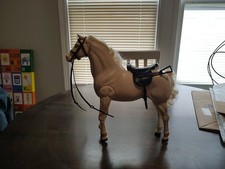 Vintage Plastic Toy Horse with Saddle and Bridle