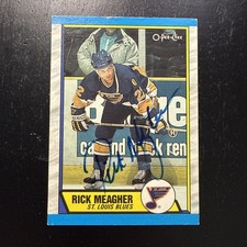 1989-90 O-Pee-Chee - Rick Meagher #116 EX On-Card Autograph (AU) - STL Blues