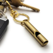 1pc Brass Survival Whistle Emergency Whistle Keychain for Outdoor Use LOUD 