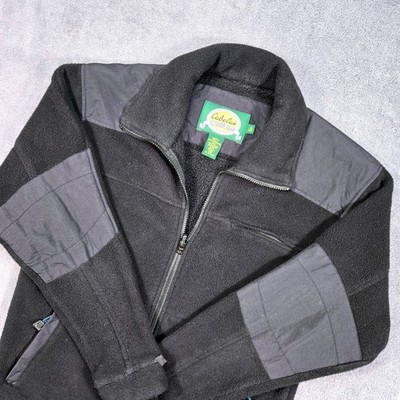 Cabela's Polartec Fleece Jacket Mens Small Black Excellent Reinforced Gorpcore