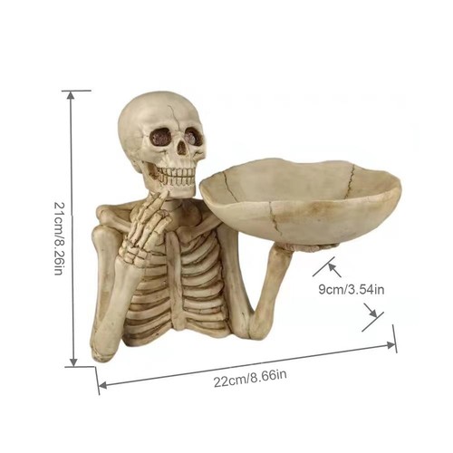 Skull Storage Tray Halloween Candy Bowl Resin Skeleton Decorative Fruit Plat e - Picture 13 of 13