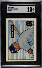 1996 Topps #1 Mickey Mantle 1951 Bowman Rookie RC Reprint SGC 10 Gem Yankees HoF