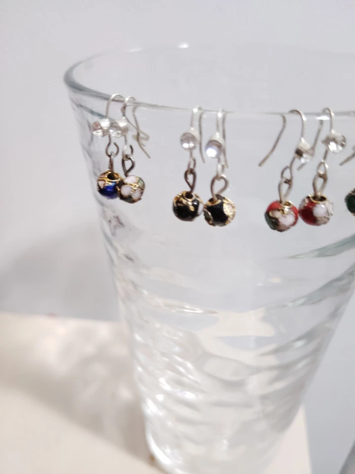 5 pares de cuentas de cloisonné, un tipo de abalorio esmaltado. .  Hay muy lindo Foto 3 de 4