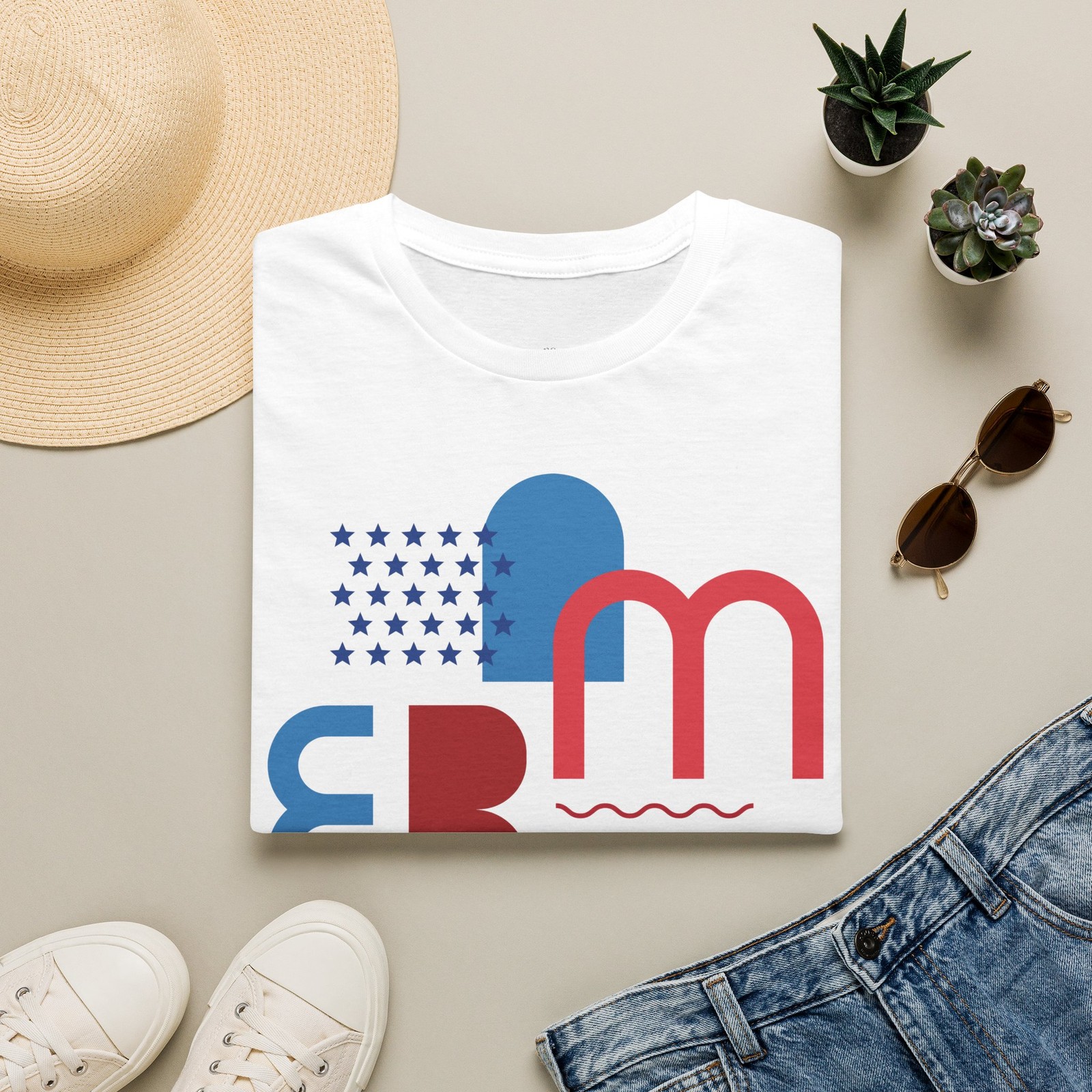 Camiseta Tipografía América | Diseño Rayas Estrellas Bandera Estados Unidos