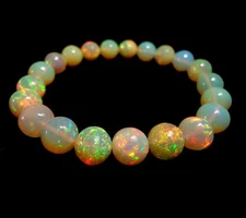 Natural Ethiopian Fire Opal Ball Beads Bracelet Genuine Bracelet For Jewelry