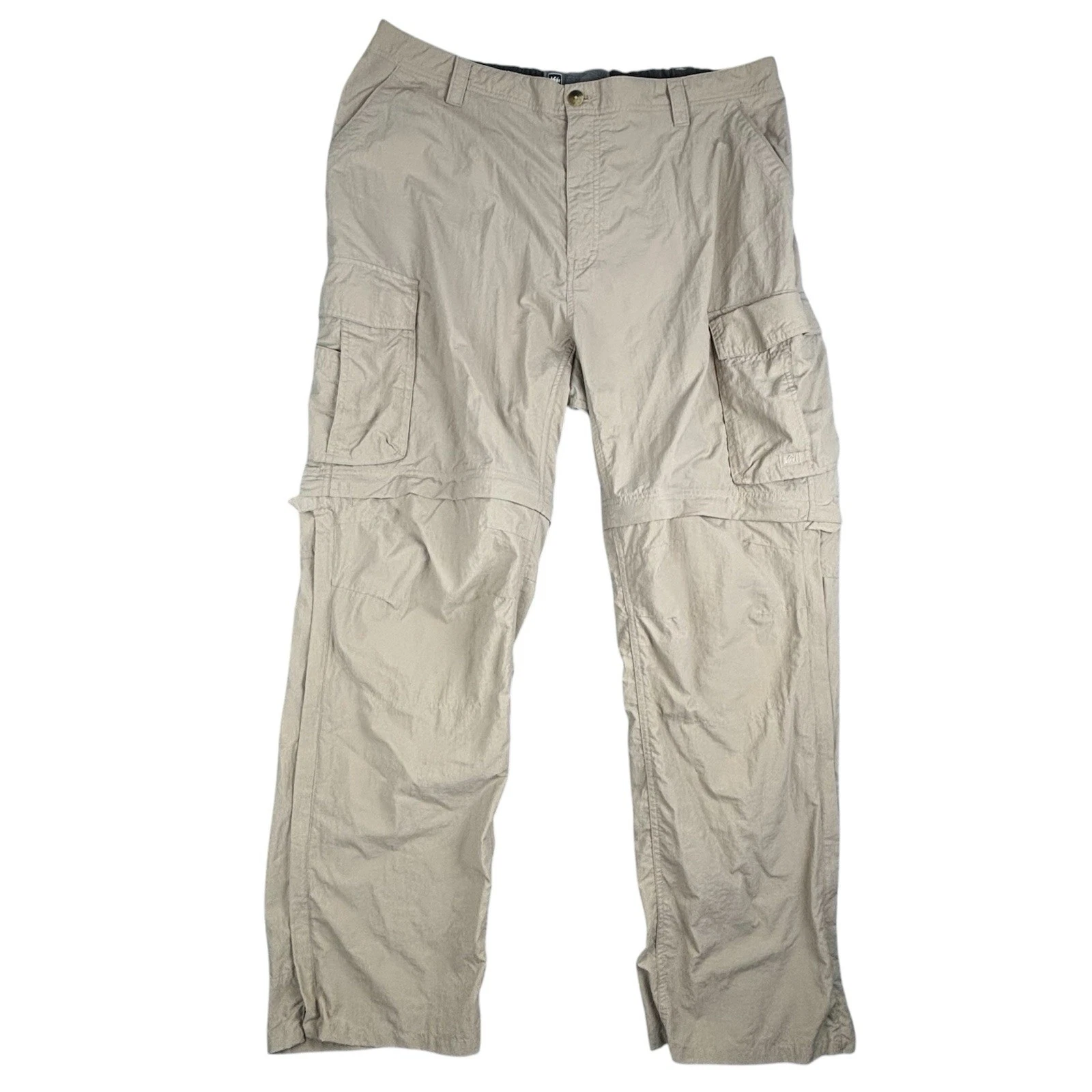 REI Coop Pants Men XXL 32L Beige Convertible Cargo Hiking Fishing Outdoor 861660