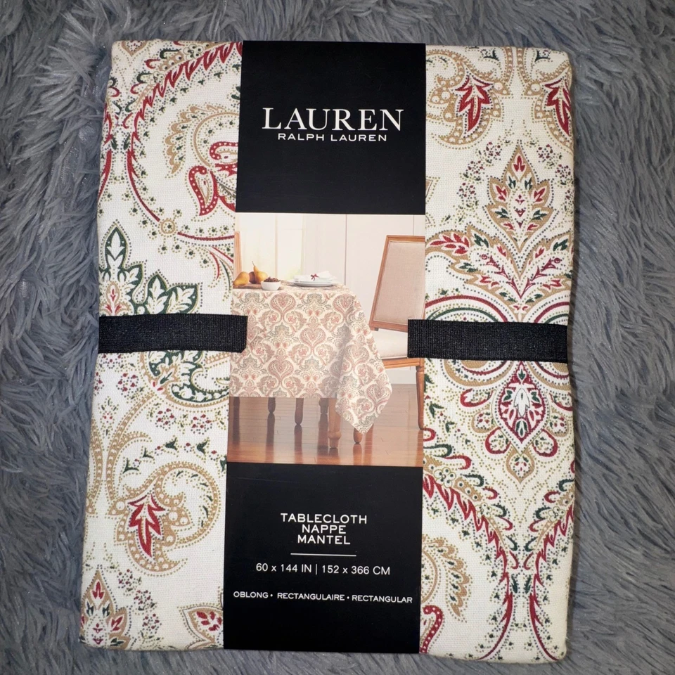Ralph Lauren LRL Christmas Tablecloth & Napkins 8 Napkins 60x144 Oblong 8 Guest - Image 2 of 4
