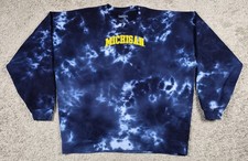 Zoozatz University of Michigan Wolverines Tie-dye Sweatshirt Large Blue Pullover