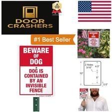 Durable 10x7 Beware of Dog Sign with Invisible Fence Warning  Steel Stake