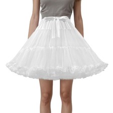 's Tutu Elastic Waist Petticoat Tulle White Puffy Skirt Adult Princess Ballet...