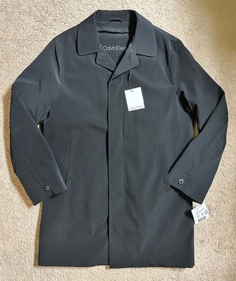 Calvin Klein Men's Rain coat Lined Jacket Park Solid Black sz 40S NEW