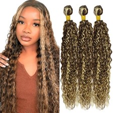 Aikebi Bundles Human Hair 18 20 22 Inch Jerry Curly Wave Chocolate Gold Blonde