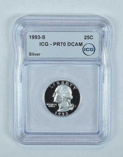 1993-S Washington Quarter Silver PR70 DCAM ICG *6210
