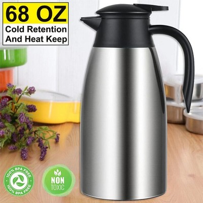 Edelstahl Thermoskanne Isolierkanne Kaffeekanne Thermosflasche Milch Teekanne 2L
