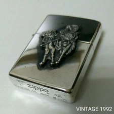 Zippo 92 Native American Metal Lighter Vintage Sterling Silver 925 Used