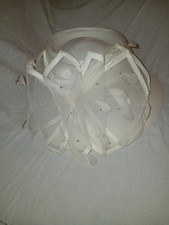 Ms. Divine White Church Hat Vintage Feather Accents One Size