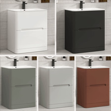 Freestanding Vanity Unit Carrara White Basin Sink 2 Drawer Cabinet 600 700 800