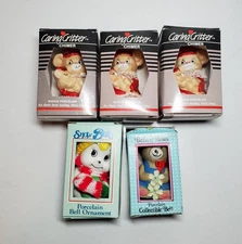 LOT OF 5 CARING CRITTERS "CHIMERS"  BELL ORNAMENTS mouse bear snowman