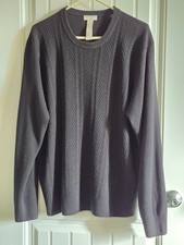 Dockers Men  s XL Black Cable Knit Crew Neck Sweater 100 Acrylic Classic Fit