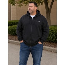 Hurley Mens Full Zip Hoodie Black Fleece Logo Sweatshirt Large HFA25VMZ-16072