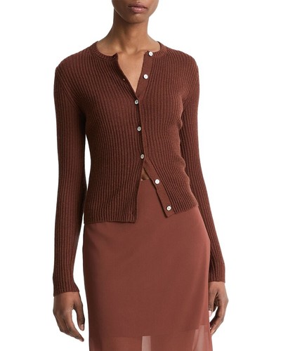 Vince Ribbed Cashmere & Silk-Blend Cardigan Women's L