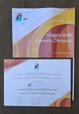 Atestato tedofero Olimpiadi invernali Torino 2006 Bandierina olimpica No Cortina