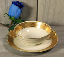 Ancien Tasse Coupe à Soupe en Porcelaine de Limoges Bernardaud & Cie Or Encrusté