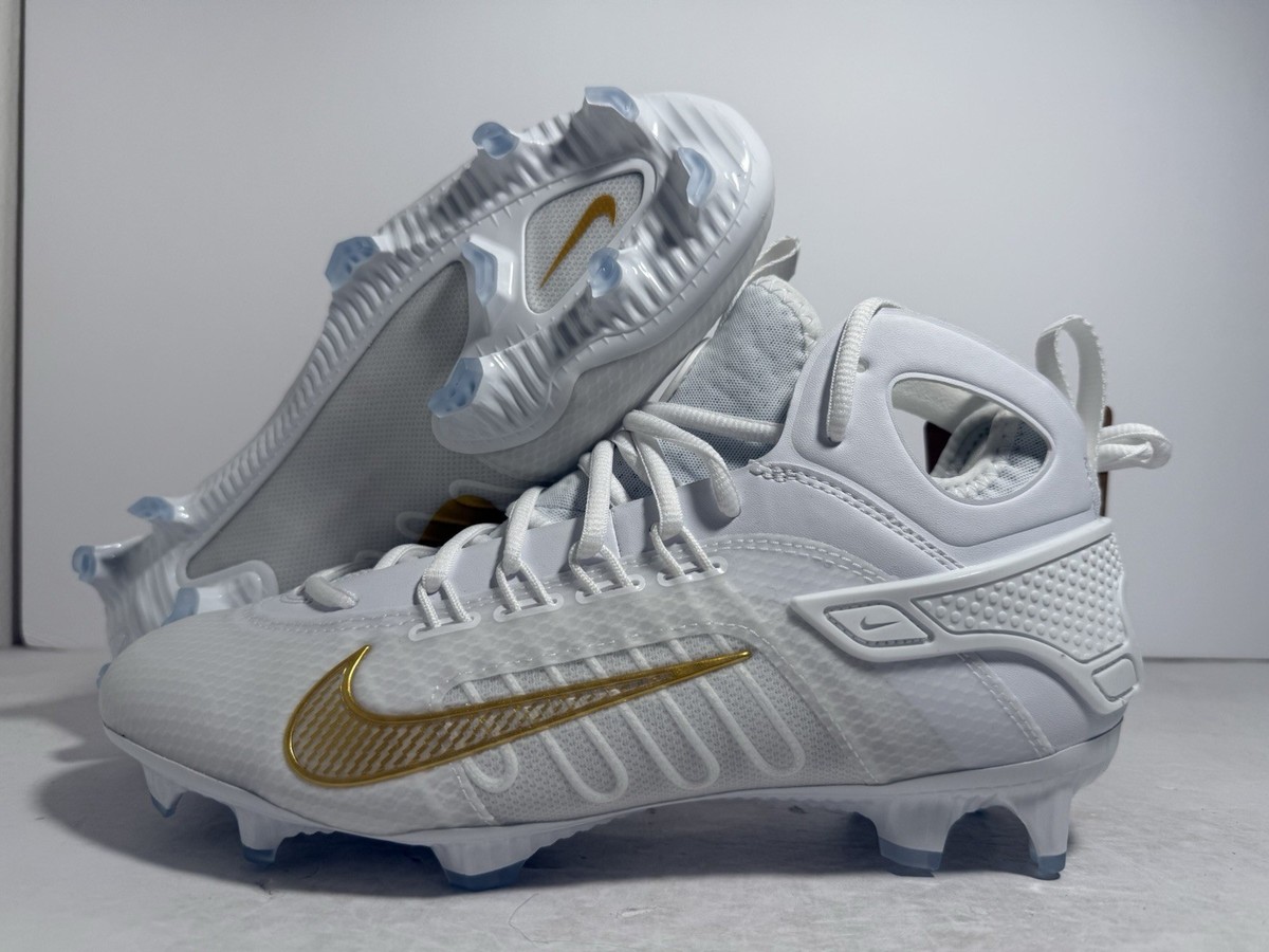 Nike Huarache 9 Elite Mid Mens Lacrosse Cleats White Gold  display picture 1
