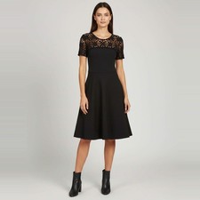 Carolina Herrera Black Jersey Short Sleeve Midi Dress M