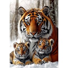CEOVR Tiger Diamond Art Kits for Adults, Winter Animal CM066-brown