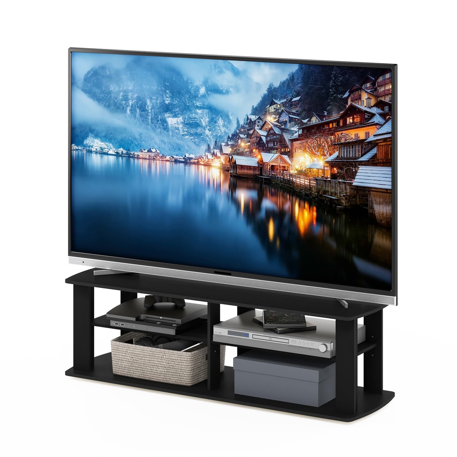Furinno 11191BK THE Entertainment Center TV Stand, Black 40 Inch, Panel
