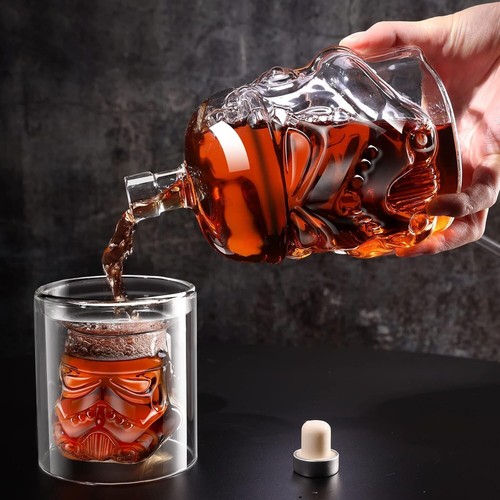 Storm Trooper Whiskey Decanter Carafe Glasses Set Transparent Creative Star Wars - Picture 3 of 8